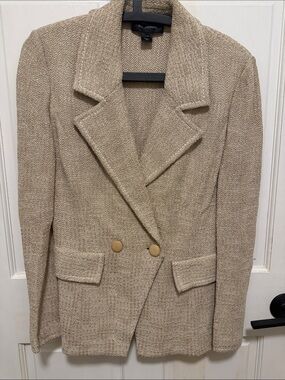 St. John Beige Bouclé Double-Breasted Blazer